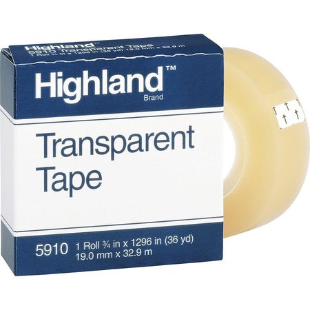 3M Transparent Tape, 0.75" x 1296", 1" Core, PK12 5910341296